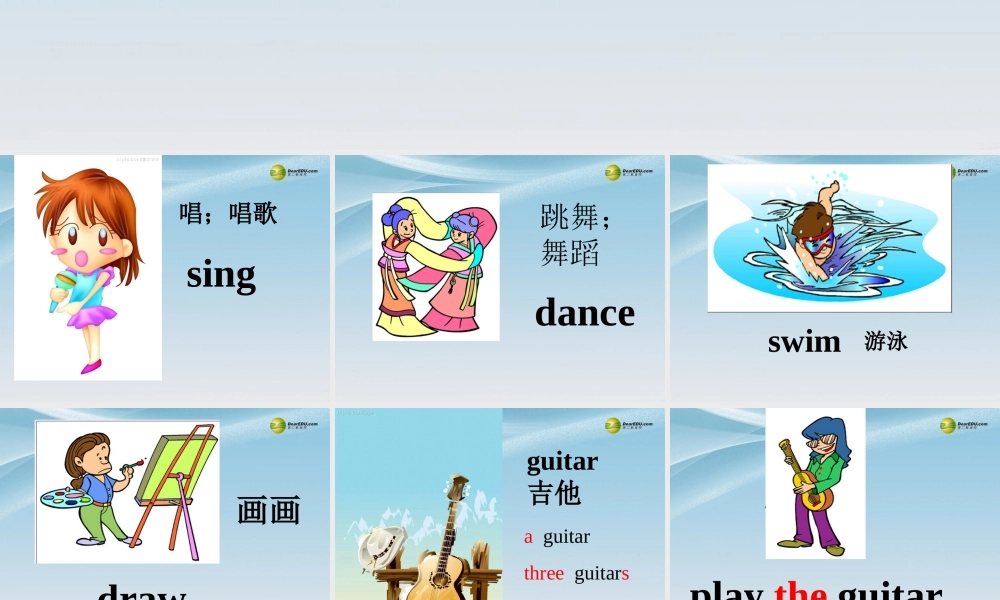 【名师精品】2 unit 1 Can you play the guitar？课件.ppt