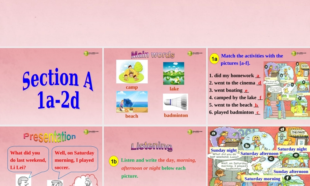 【名师精品】2 unit 12 What did you do last weekend Section A(1a-2d)课件.ppt