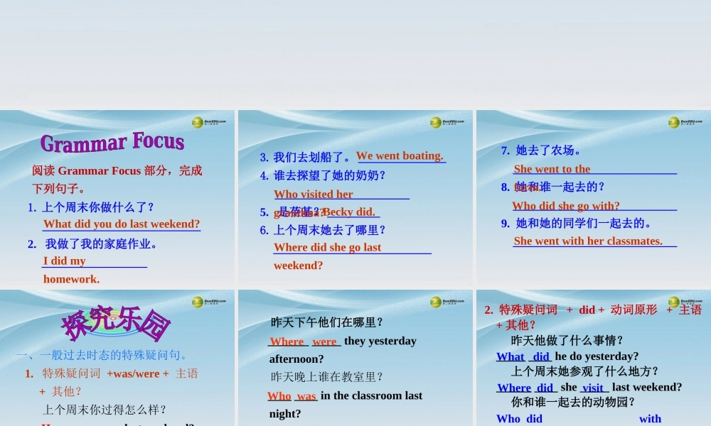 【名师精品】2 unit 12 What did you do last weekend Section A(Grammar Focus-3c)课件.ppt