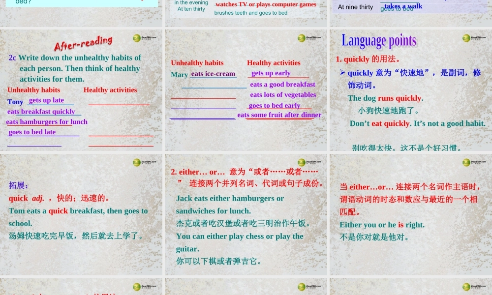 【名师精品】2 Unit 2 What time do you go to school Section B（2a-2c）课件.ppt