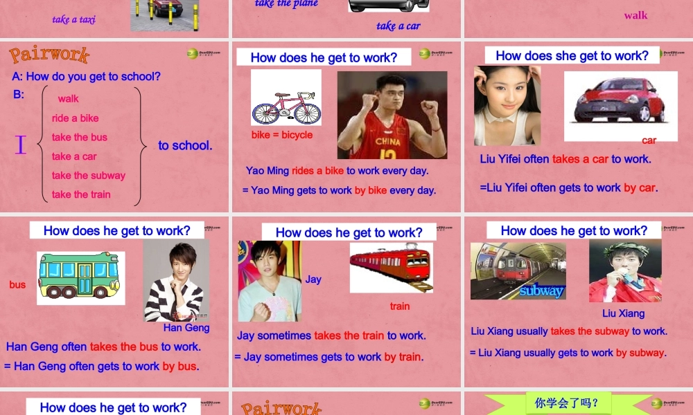 【名师精品】2 unit 3 How do you get to school课件.ppt