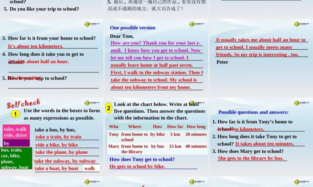 【名师精品】2 unit 3 How do you go to school Section B(3a-Self check)课件.ppt