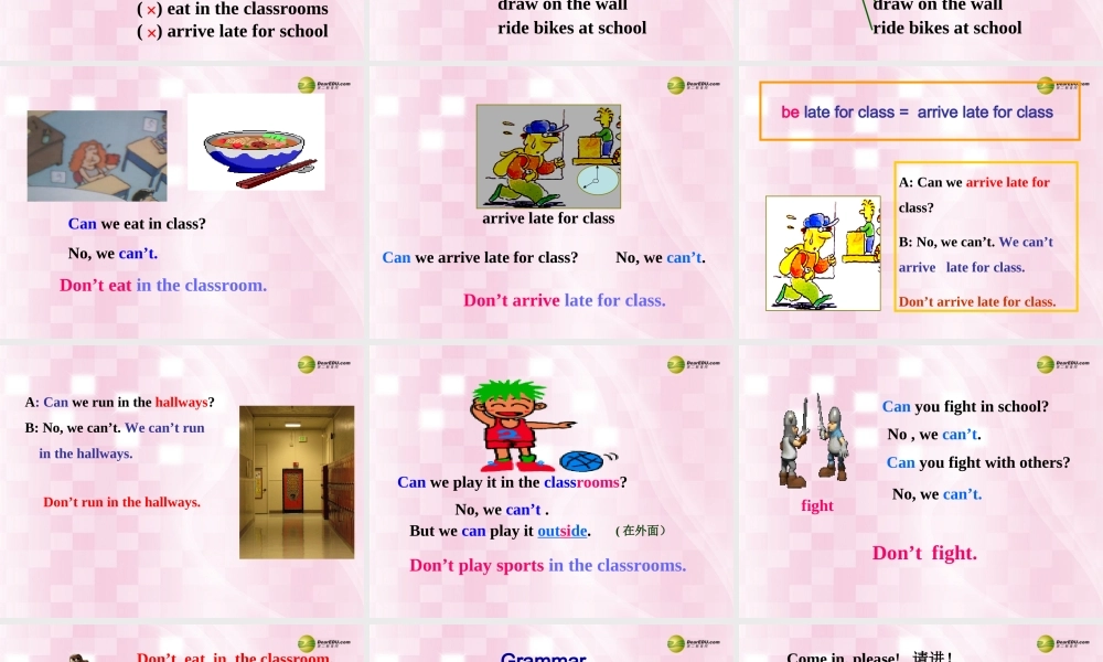 【名师精品】2 unit 4 Don't eat in class SectionA(1a-2d)课件.ppt