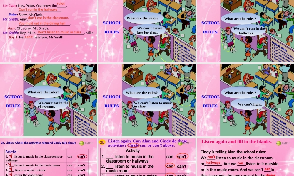 【名师精品】2 unit 4 Don’t eat in class Section A课件.ppt