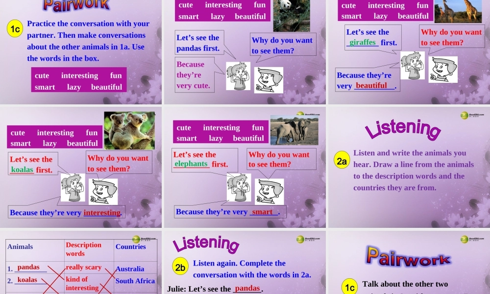 【名师精品】2 unit 5 Why do you like pandas？Section A(1a-2d)课件.ppt