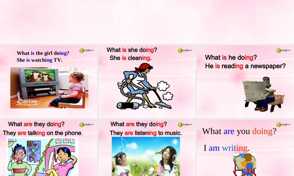 【名师精品】2 unit 6 I'm watching TV Period 2课件.ppt