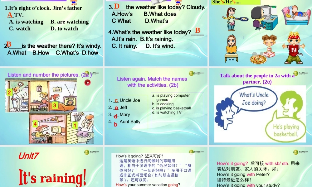 【名师精品】2 unit 7 It's raining课件.ppt