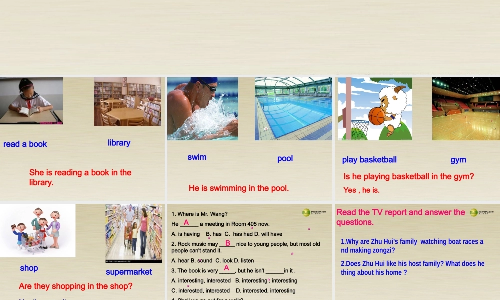 【名师精品】2 unit 6 I'm watching TV Period 3课件.ppt