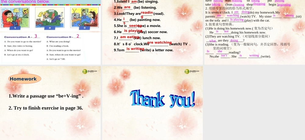 【名师精品】2 unit 6 I'm watching TV Period 4课件.ppt