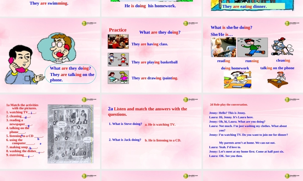 【名师精品】2 unit 6 I'm watching TV Section A课件.ppt