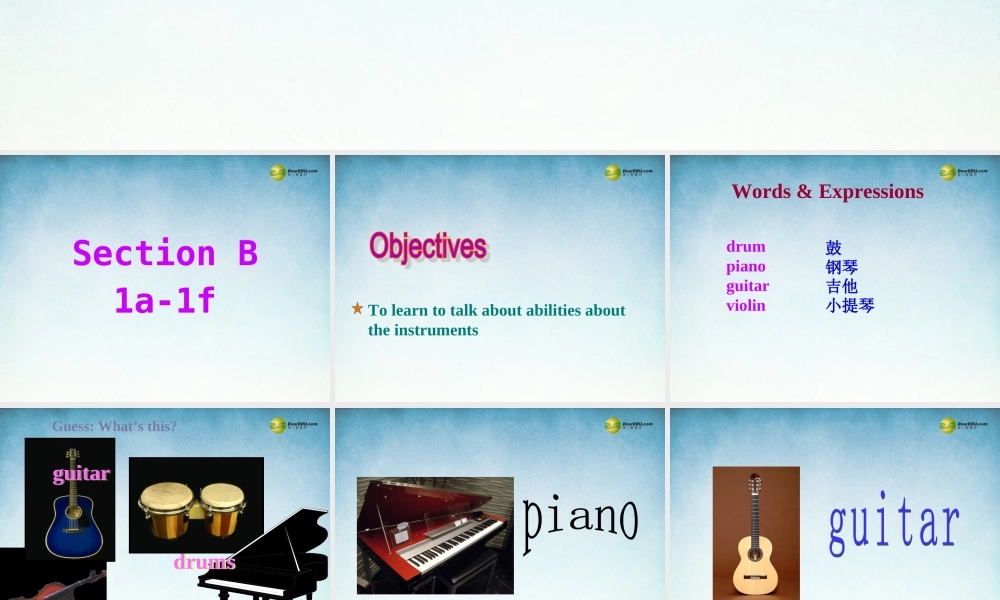 【名师精品】2 Unit1 Can you play the guitar Section B 1a-1f课件（新版）人教新目标版.ppt