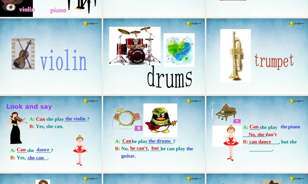 【名师精品】2 Unit1 Can you play the guitar Section B 1a-1f课件（新版）人教新目标版.ppt