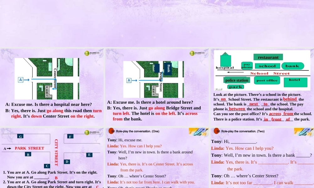 【名师精品】2 unit 8 Is there a post office near here Section A(2d-3c)课件.ppt