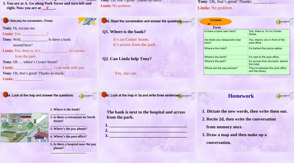 【名师精品】2 unit 8 Is there a post office near here Section A(2d-3c)课件.ppt