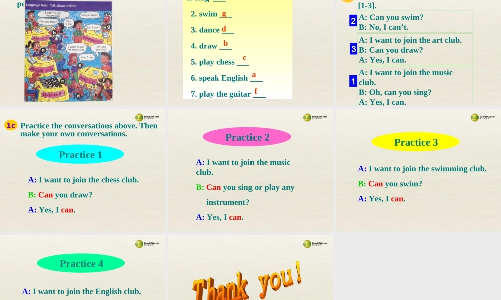 【名师精品】2 Unit1 Can you play the guitar Section A 1a-1c课件（新版）人教新目标版.ppt