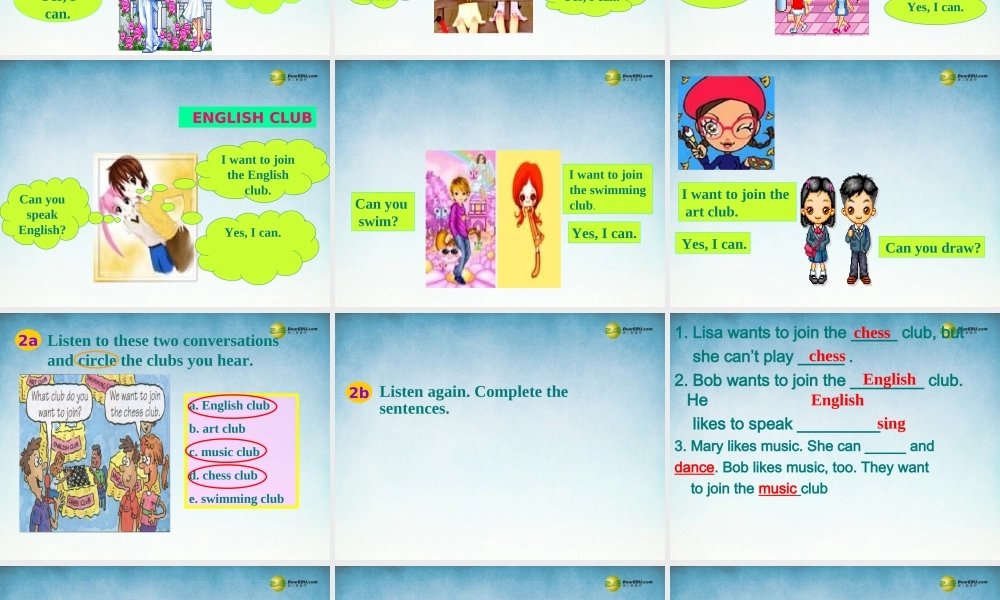 【名师精品】2 Unit1 Can you play the guitar Section A课件（新版）人教新目标版.ppt