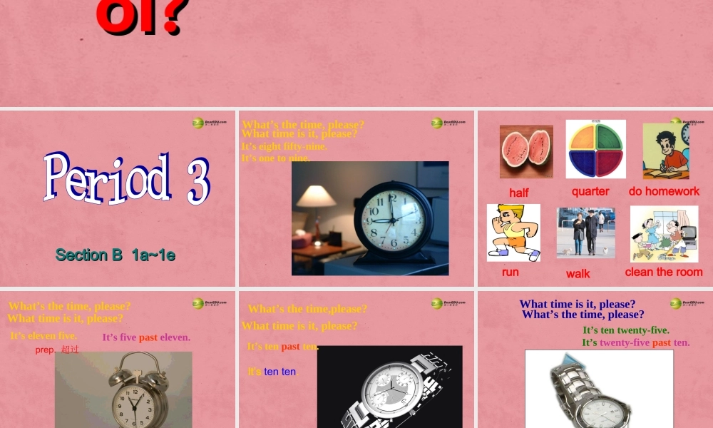 【名师精品】3 Unit 2 What time do you go to school（第三课时）课件.ppt