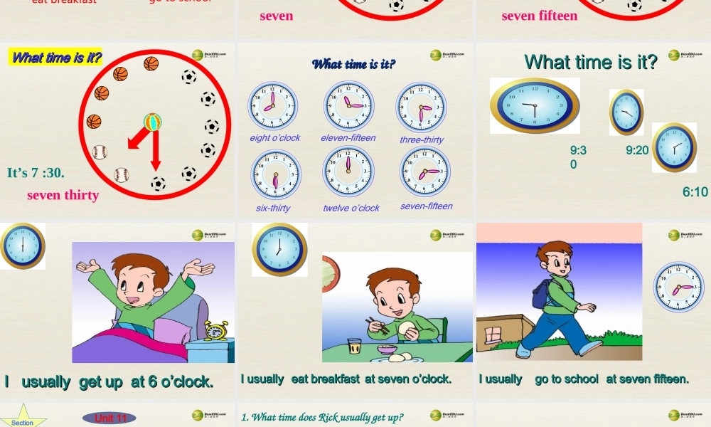 【名师精品】3 Unit 2 What time do you go to school（第一课时）课件.ppt