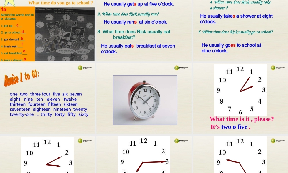 【名师精品】3 Unit 2 What time do you go to school（第一课时）课件.ppt