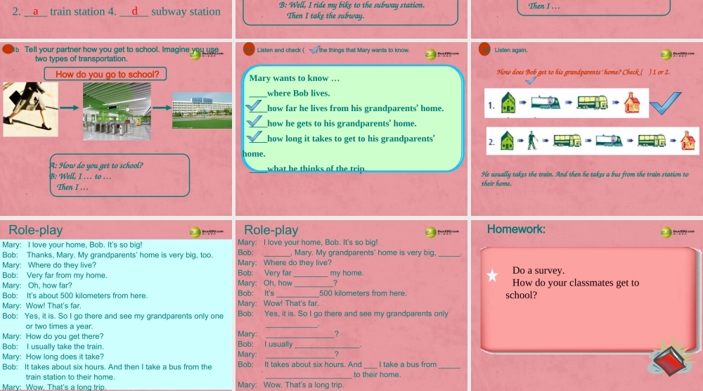 【名师精品】3 Unit 3 How do you get to school（第三课时）课件.ppt
