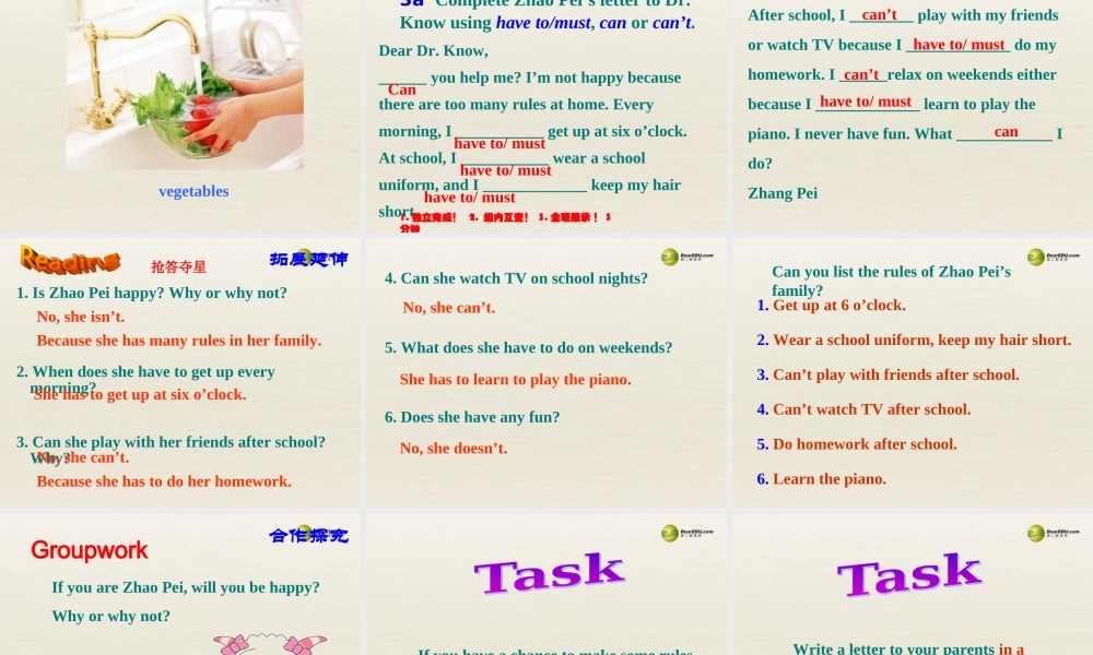 【名师精品】3 Unit 4 Don’t eat in class（第四课时）课件.ppt