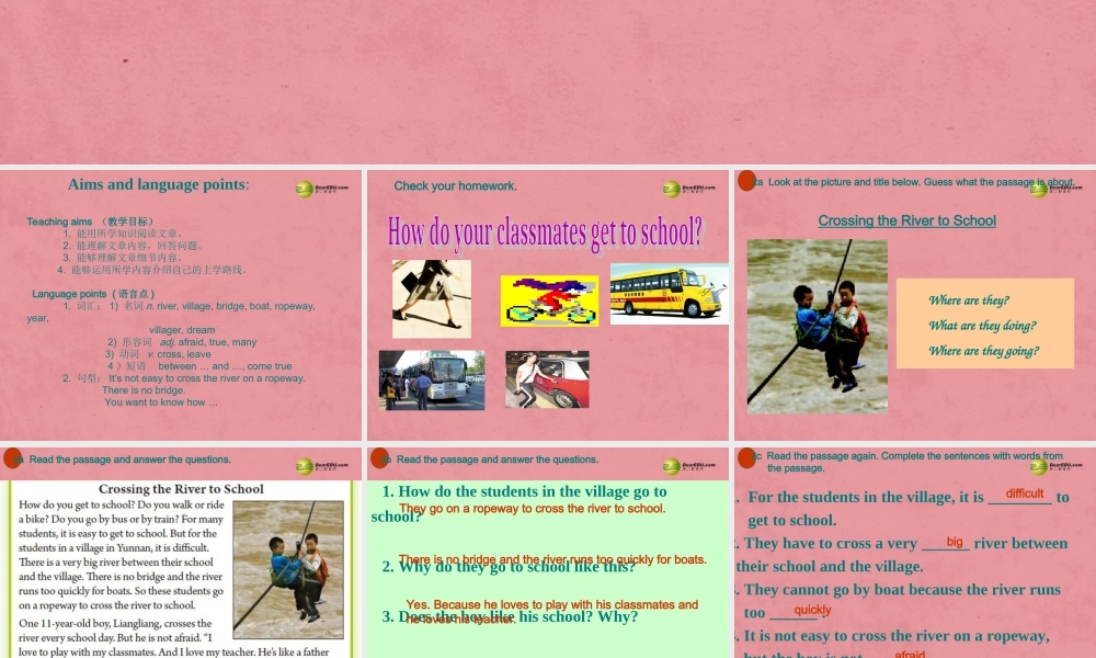 【名师精品】3 Unit 3 How do you get to school（第四课时）课件.ppt