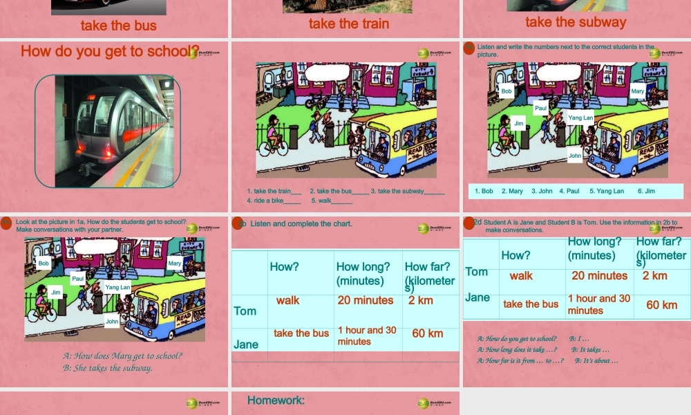 【名师精品】3 Unit 3 How do you get to school（第一课时）课件.ppt