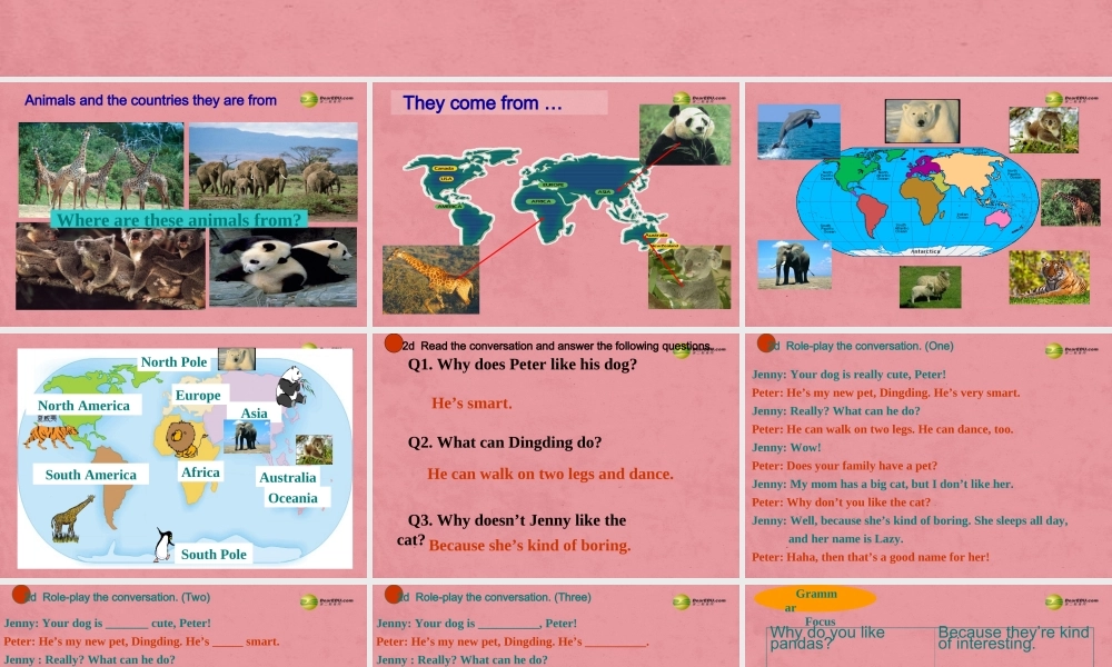 【名师精品】3 unit 5 Why do you like pandas（第二课时）课件.ppt