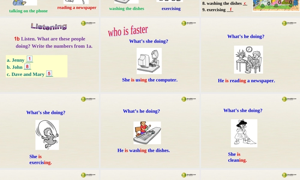 【名师精品】3 Unit 6 I'm watching TV（第一课时）课件.ppt