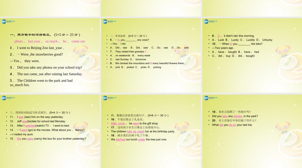 【名师精品】4 Unit 11 How was your school trip Grammar Focus－3b（预习导航+堂堂清+日日清）课件.ppt