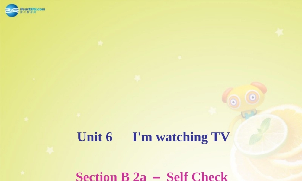 【名师精品】4 Unit 6 I’m watching TV Section B 2a－Self Check（预习导航+堂堂清+日日清）课件.ppt