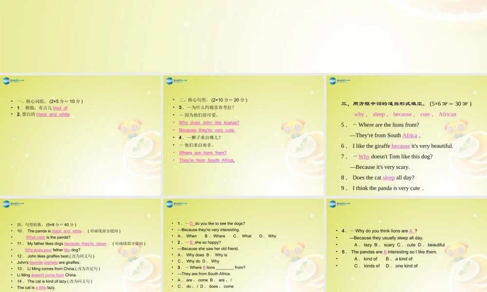 【名师精品】4 Unit 5 Why do you like pandas Grammar Focus－3c（预习导航+堂堂清+日日清）课件.ppt