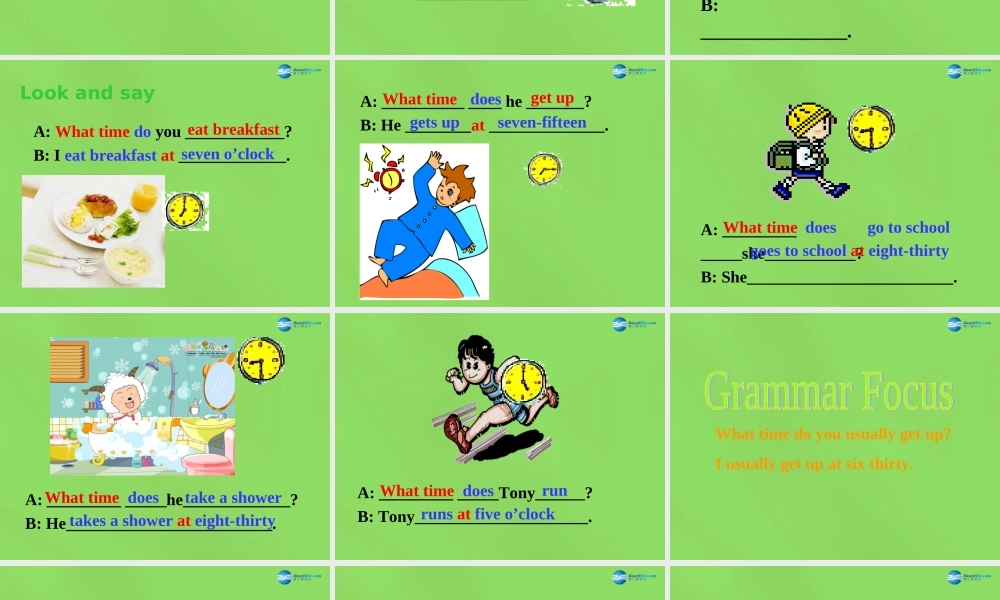 【名师精品】6 Unit 2 What time do you go to school Section A2课件.ppt