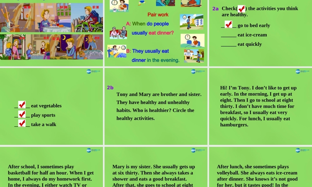 【名师精品】6 Unit 2 What time do you go to school Section B2课件.ppt