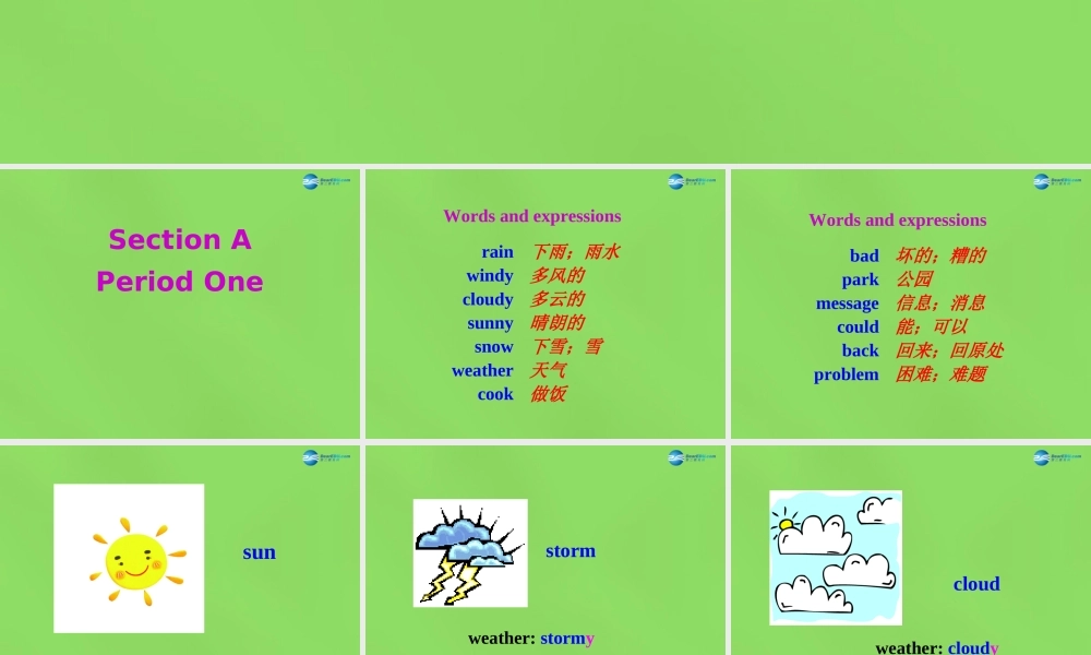【名师精品】6 Unit 7 It’s raining Section A 1课件.ppt