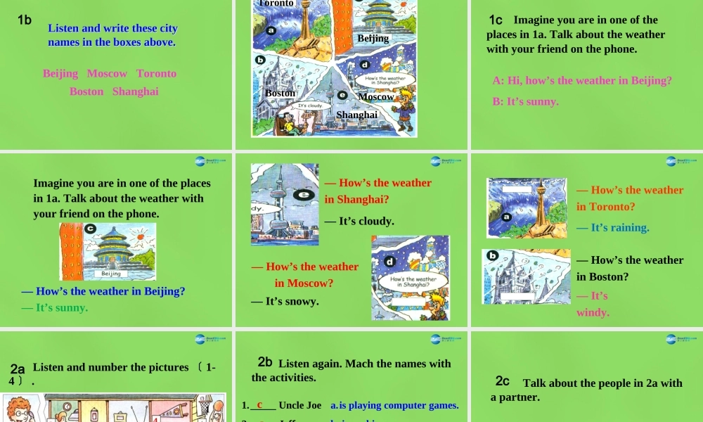 【名师精品】6 Unit 7 It’s raining Section A 1课件.ppt