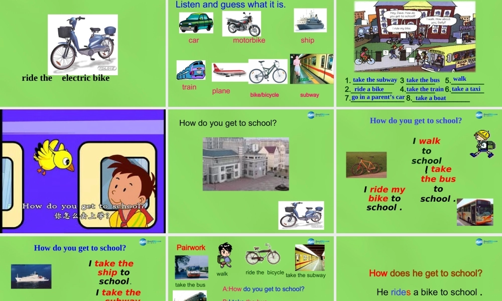 【名师精品】6 Unit 3 How do you get to school课件.ppt