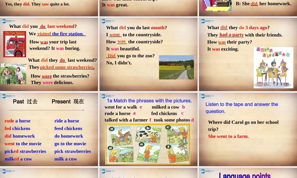 【名师精品】7Unit 11 How was your school trip Section A课件1.ppt