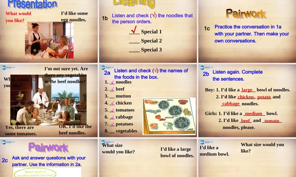 【名师精品】7Unit 10 I'd like some noodles Section A课件1.ppt