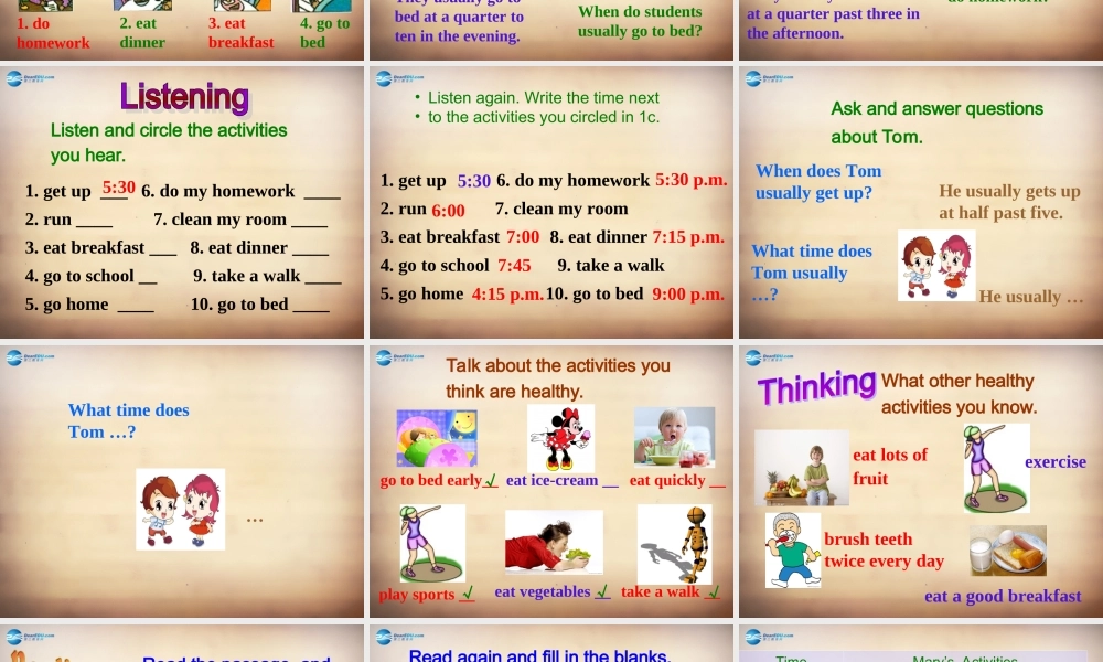 【名师精品】7Unit 2 What time do you go to school Section B课件1.ppt