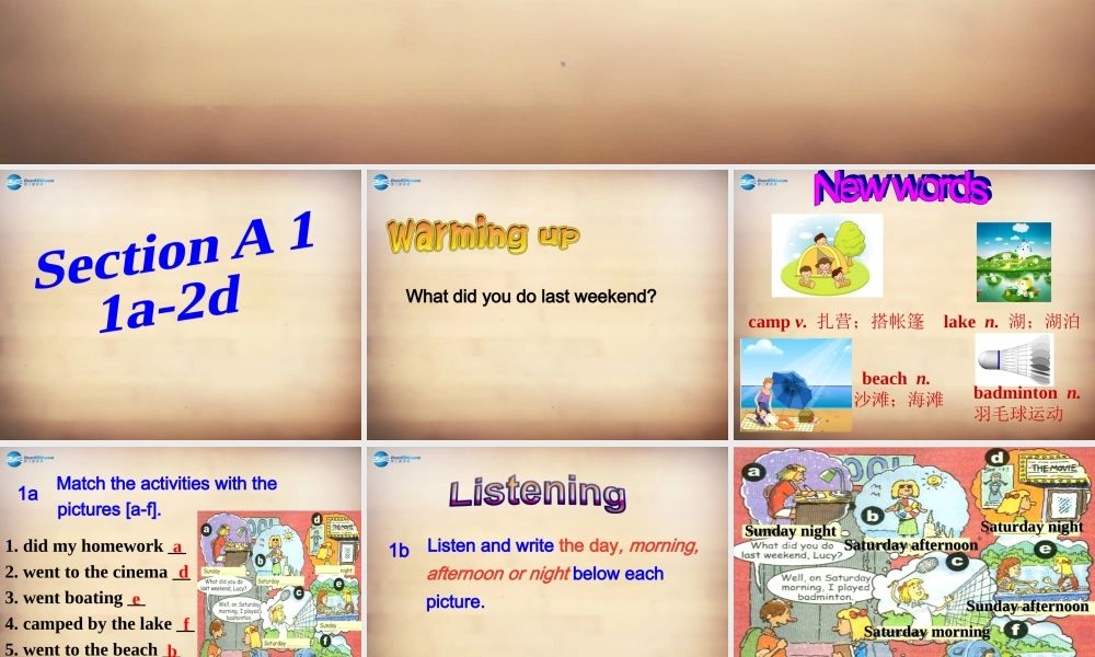 【名师精品】7Unit 12 What did you do last weekend Section A课件1.ppt