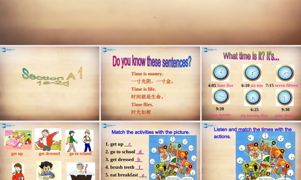 【名师精品】7Unit 2 What time do you go to school Section A课件1.ppt