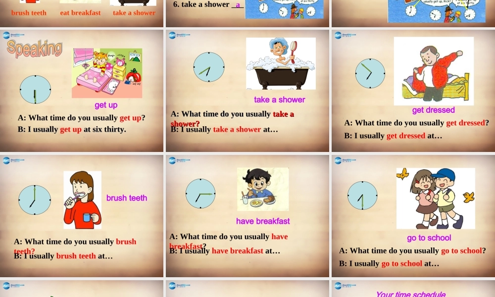 【名师精品】7Unit 2 What time do you go to school Section A课件1.ppt