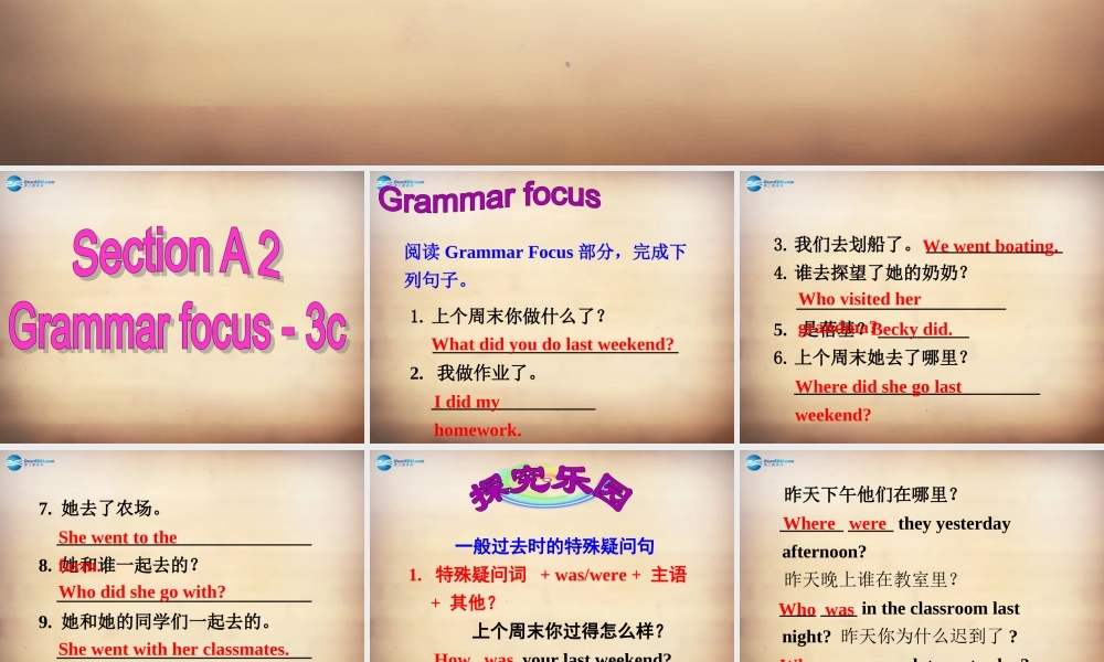 【名师精品】7Unit 12 What did you do last weekend Section A课件2.ppt