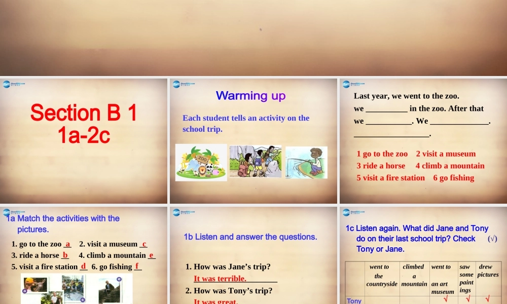 【名师精品】7Unit 11 How was your school trip Section B课件1.ppt