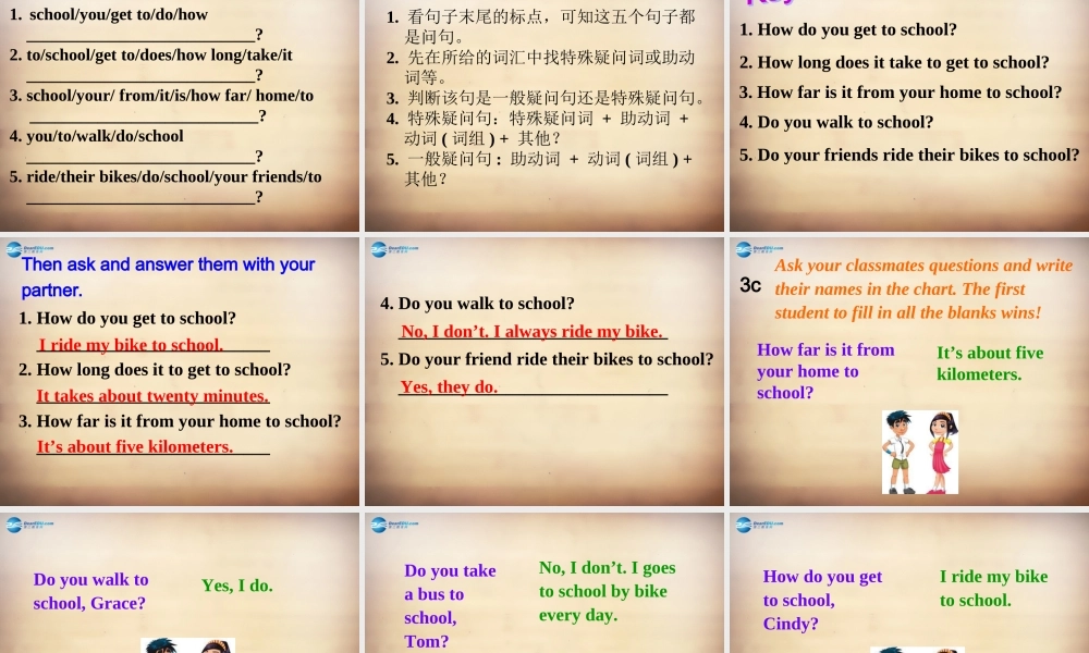 【名师精品】7Unit 3 How do you get to school Section A课件2.ppt