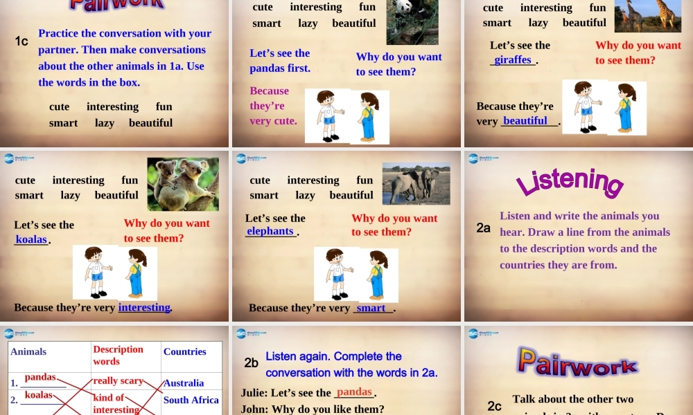 【名师精品】7Unit 5 Why do you like pandas Section A课件1.ppt