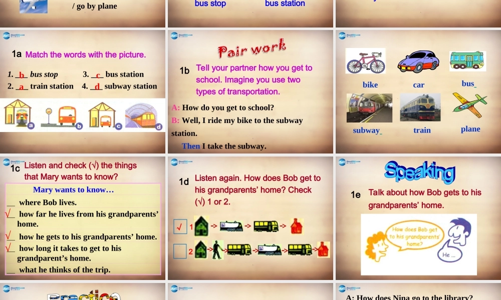 【名师精品】7Unit 3 How do you get to school Section B课件1.ppt