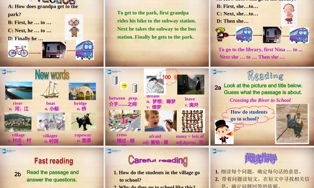 【名师精品】7Unit 3 How do you get to school Section B课件1.ppt