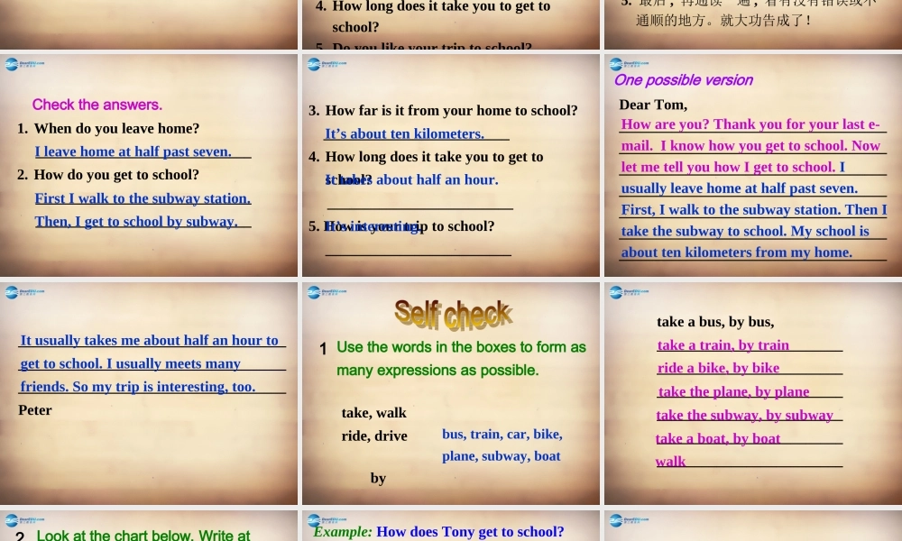 【名师精品】7Unit 3 How do you get to school Section B课件2.ppt